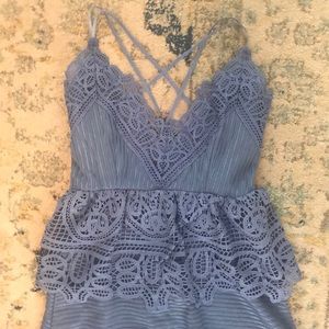 'Winnie' Lavender Blue Bustier Crochet Lace Dress